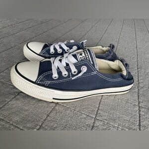 Converse Navy Blue All Star Low Cut Shoes Womens Size 7 Elastic Back Sneaker